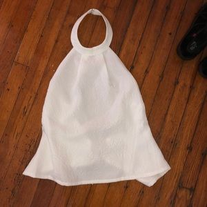 white backless halter top